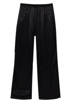 PULL & BEAR Satin Parachute - Broek - Mottled Black -Dameskledingwinkel 3db3449f4e3b4a4097e53d428c80fef4