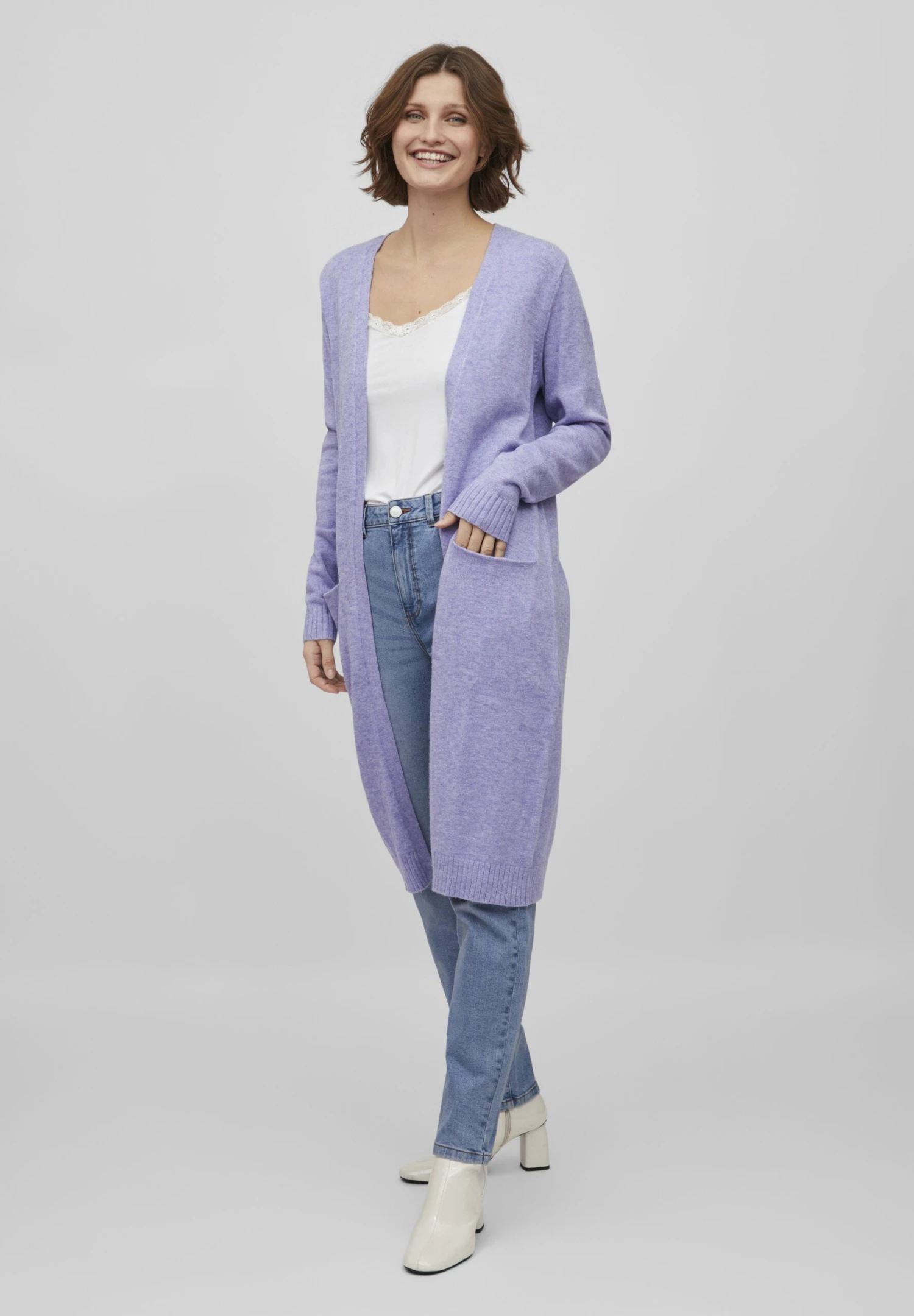 Vila Viril Long Cardigan - Vest - Sweet Lavender 2 Vila Viril Long Cardigan - Vest - Sweet Lavender - Afbeelding 2