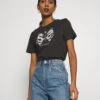 Even&Odd Hattie Mirrored Dragons Tee - T-Shirt Print - 801 - Anthracite