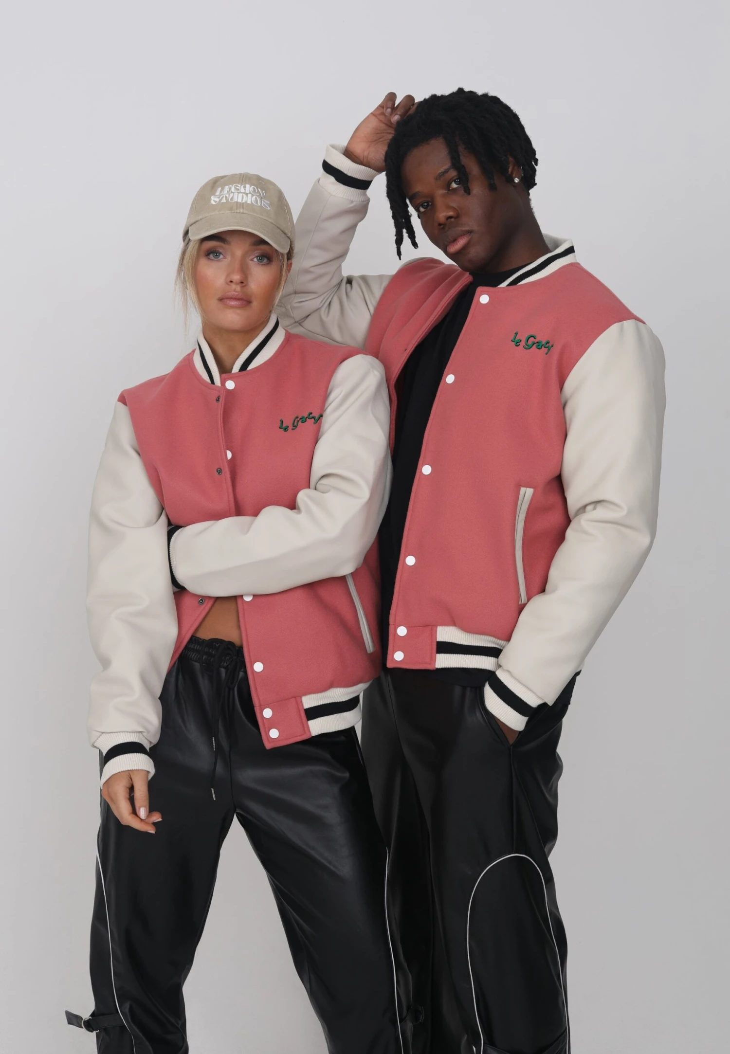 Lamar Varsity Jacket Unisex - Imitatieleren Jas - Coral 6 Lamar Varsity Jacket Unisex - Imitatieleren Jas - Coral - Afbeelding 6