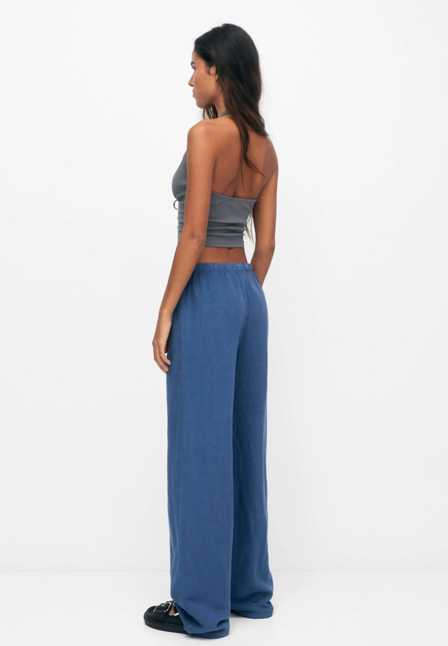 PULL & BEAR Flowing Faded - Broek - Blue 2 PULL & BEAR Flowing Faded - Broek - Blue - Afbeelding 2